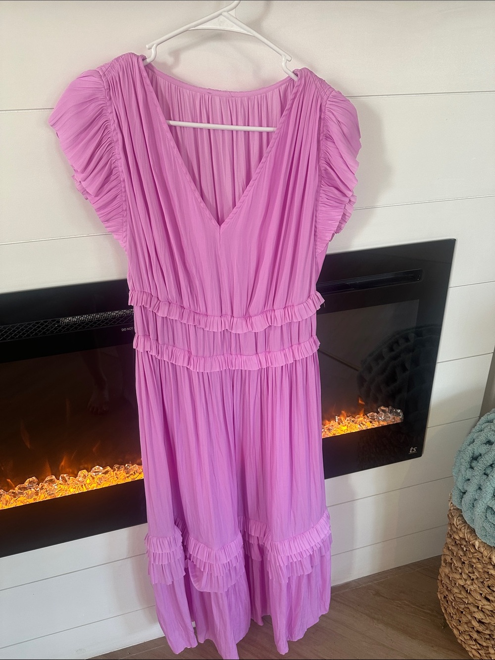 Pink Women's Maxi Dress with Ruffle Details